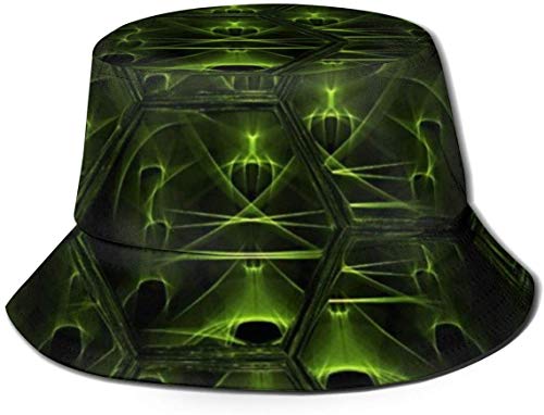 Emerald Series Flat Top Unisex Sombrero de Pescador Gorras al Aire Libre para Viajes Playa Protección Solar Gorra de Pescador Ojos Diversion Bucket Hat Sombrero de Pescador de Verano