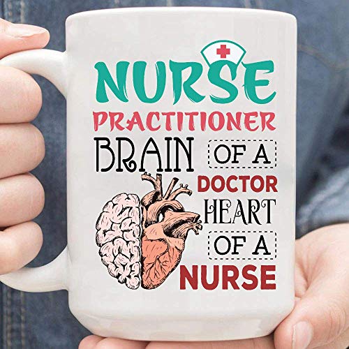 Enfermera practicante Cerebros de un médico Corazón de una enfermera Taza de café Asistencia sanitaria