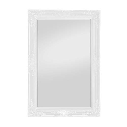 Espejo Pared - Estilo Barroco - Shabby Chic Espejo Grande 90x60 cm - Blanco