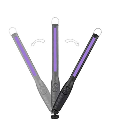 Esterilizador UV Portátil Lámpara Ultravioleta Varita Esterilizadora UV-C para Casa Viaje Coche Recargable Fácil de llevar, Lámpara LED Esterilización limpia 99.9% (Negro, 38 cm)