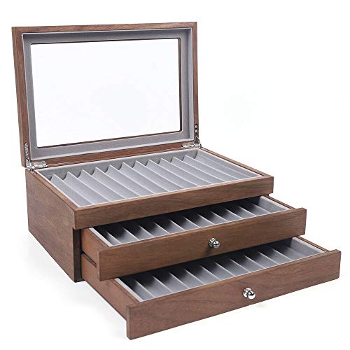 Estuche de 3 capas, parte superior transparente, 34 ranuras, pluma estilográfica, soporte vitrina de 12,20 x 7,87 x 4,92 pulgadas, tablero de madera de nogal para presentar y guardar tus bolígrafos Estuche de 3 capas, parte superior transparente, 34 ranuras, pluma estilográfica, soporte vitrina de 12,20 x 7,87 x 4,92 pulgadas, tablero de madera de nogal para presentar y guardar tus bolígrafos