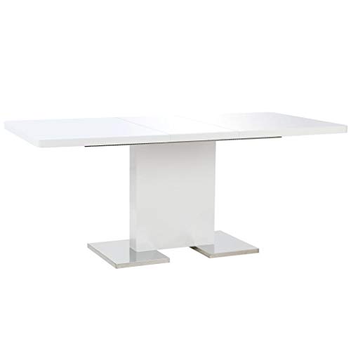 Festnight Mesa Comedor Extensible Mesa de Comedor 140 x 90 x 76 cm de MDF y Acero Inoxidable Blanco Brillante Festnight Mesa Comedor Extensible Mesa de Comedor 140 x 90 x 76 cm de MDF y Acero Inoxidable Blanco Brillante