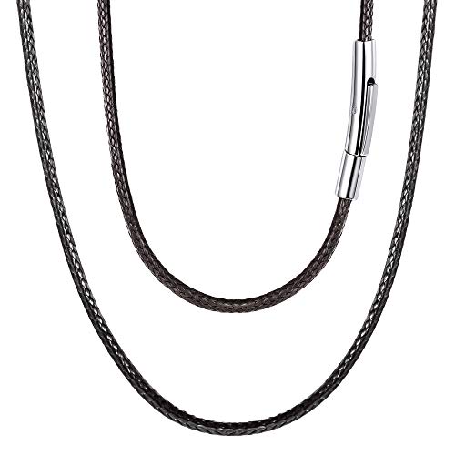 FOCALOOK Cordón Negro Collar Fina para Colgante con Cierre Seguro Anti-Pérdida Fibra Resistente Impermeable 41cm Longitud 2mm Ancho