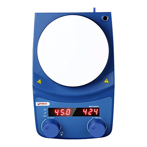 Four E'S Scientific Digital LED Agitador Magnético con Placa Calefactora Revestida de Cerámica, Mezcladora 50-1500RPM, hasta 20L de Capacidad de Mezcla Max.320°C