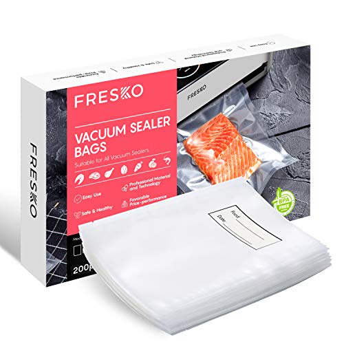 FRESKO Bolsas para Envasar al Vacío, 200 Bolsas 20x30cm Bolsas de Vacio Gofradas para Conservación de Alimentos y Sous Vide Cocina & Boilable, sin BPA y Aprobada por la FDA