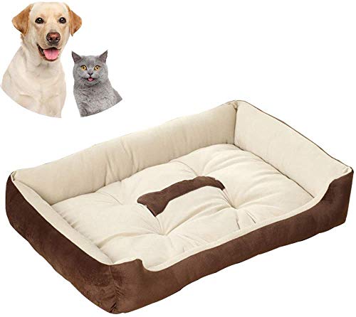 Galaxer Cama para Perros, Perro Gato 60 * 45 cm Mascota Colchón Lavable Almohada Cojín Suave y Cálida Cama de Algodón PP con Parte Inferior Antideslizante Extremadamente Suave y Cómoda