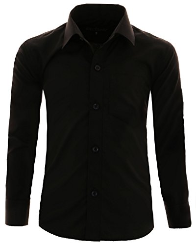 Gillsonz A1vDa - Camisa de manga larga para niño, fácil de planchar, 9 colores, talla 86-170 Negro 12/13 años
