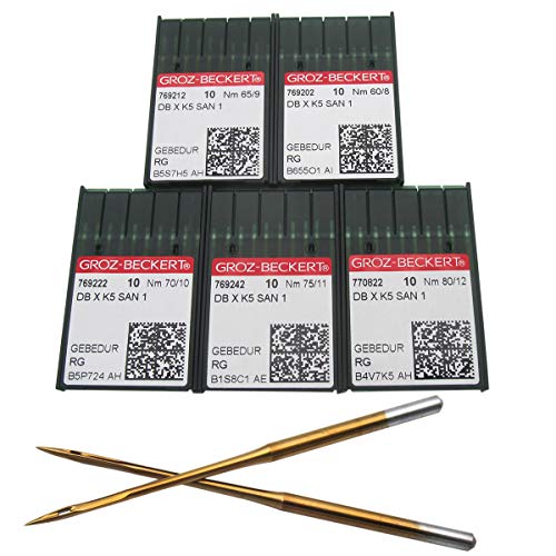 Groz-BECKERT Agujas - 50PZAS Agujas Compatible con máquina de bordar Industrial de titanio Groz Beckert DBXK5 GEBEDUR 8 # 9 # 10 # 11 # 12 # Groz-BECKERT Agujas - 50PZAS Agujas Compatible con máquina de bordar Industrial de titanio Groz Beckert DBXK5 GEBEDUR 8 # 9 # 10 # 11 # 12 #