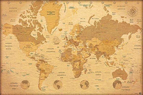 Grupo Erik Editores Poster Mapa Mundo Vintage