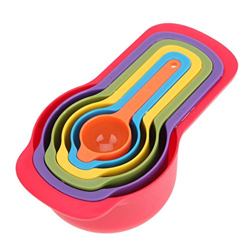 Gshy Conjunto de 6 Cucharas medidoras de plástico Cucharas medidoras Coloridas Taza de medir Herramientas de Cocina