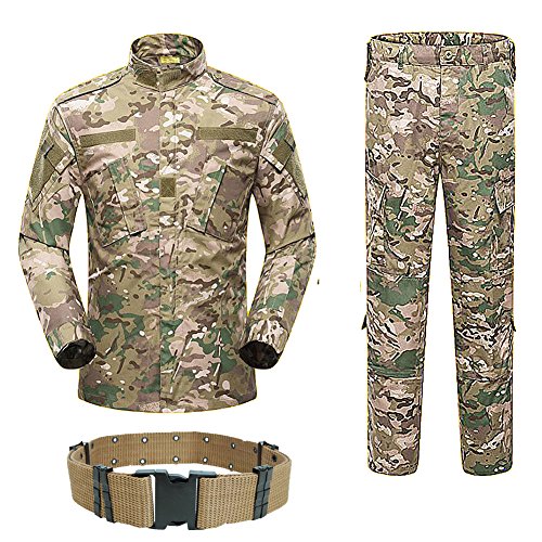 H World Shopping Chaqueta táctica BDU para hombre, traje de uniforme de combate, camisa y pantalones para ejército, airsoft, paintball, caza, tiro, juego de guerra, Multicam MC (L)