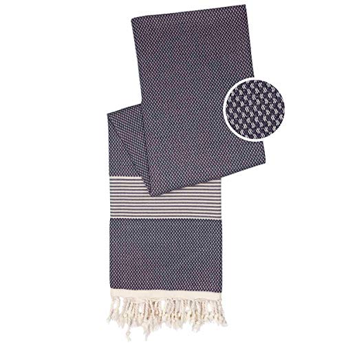 Happy Towels Toallas Hammam | gris y blanco | 210 cm x 95 cm | 60% bambú y 40% algodón orgánico | comercio justo