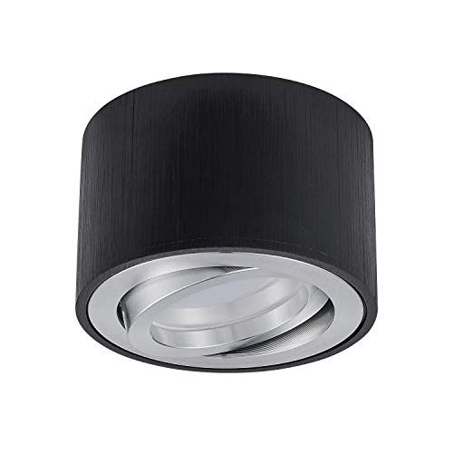 HCFEI Foco de techo LED orientable con módulo LED intercambiable de 5 W, blanco cálido, 230 V, regulable, color negro (1 juego)
