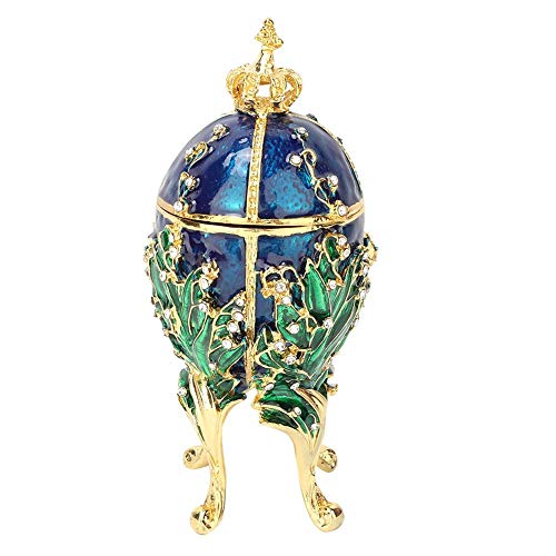 Hilitand Organizador de la joyería Estilo de Faberge Vintage Huevo Esmaltado Huevo de Pascua Diamante Trinket Box Decoración Regalo