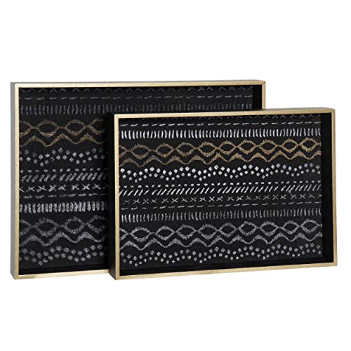 Hogar y Mas Bandejas Decorativas de Madera en Set de 2, Bandeja Original para Decoración étnica 38X28X4 cm