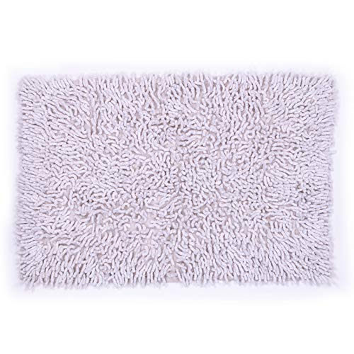 Homevibes Alfombrilla De Baño Shaggy Esponjosa Alfombra De Baño, Medidas 40x60cm / 50x80cm, Antideslizante Lavable 100% Algodon Dos Tamaños Absorvente, Variedad de Colores (Crudo, 40x60cm)