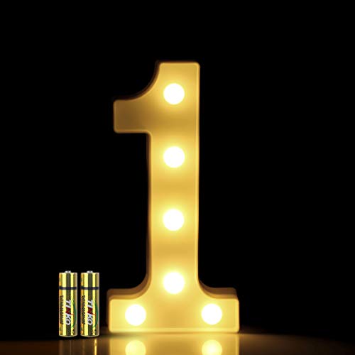 HONPHIER® Números LED Letras Luminosas Decorativas DecoracióN Luminosa Hogar Lámpara LED con número 0 a 9 para decoración de Fiestas de cumpleaños o Bodas (1)
