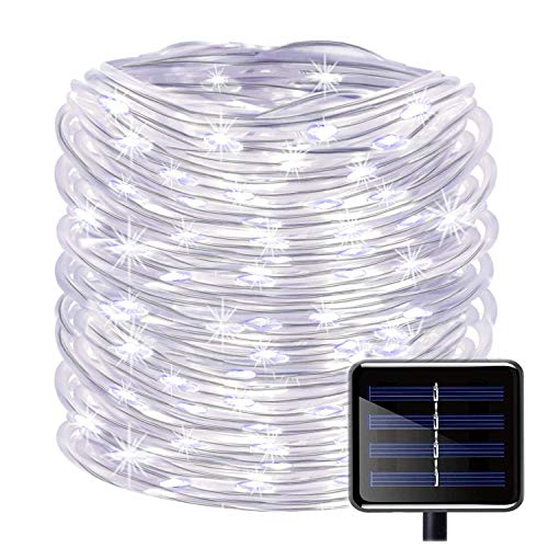 Ibely Solar Rope Lights,16.5ft/5M 50 Leds Waterproof Outdoor Solar String Copper Wire Light,String Lights for Garden Yard Path Fence Tree Wedding Party Decorative (White)