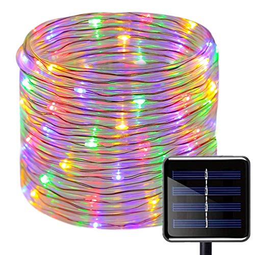 Ibely Solar Rope Lights,16.5ft/5M 50 Leds Waterproof Outdoor Solar String Copper Wire Light,String Lights for Garden Yard Path Fence Tree Wedding Party Decorative (Multicolor)