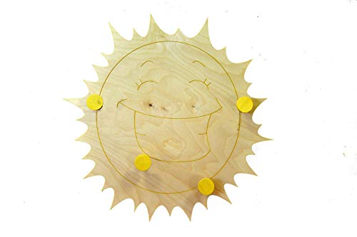 ILAB - Perchero de Madera de Abedul con Forma de Sol de 4 plazas - Ancho: 68 cm, Altura: 68 cm - Fabricado artesanalmente en Madera de Abedul - Producto Fabricado en Italia