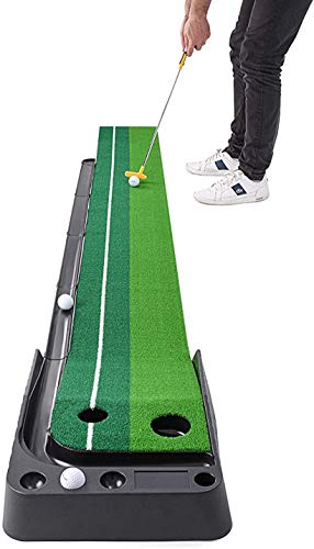Indoor Golf Putting Green-Portable Mat, Función de retorno de la bola automática-Mini Mini Golf Capacitación de ayuda, juegos y regalos, adecuado para el hogar, oficina, uso al aire libre (8.2 pies)