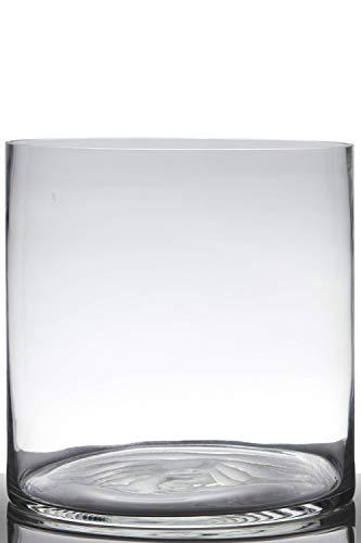 INNA-Glas Set 2 x Florero Sansa, cilíndrico - Redondo, Transparente, 25cm, Ø 25cm - Juego de jarrones - Pack de vasijas