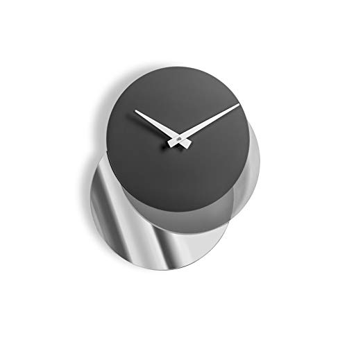 iPLEX - Reloj de pared Frido Time con forma de 3 círculos conjugados de color plateado de plexiglás. Dimensiones: 48 x 36 x 4 cm. Fabricado en Italia.