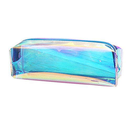 itemer Fashion Pencil Case Papelería Bolsa Candy colores gran capacidad bolsa de cosméticos bolsa de almacenamiento, color azul