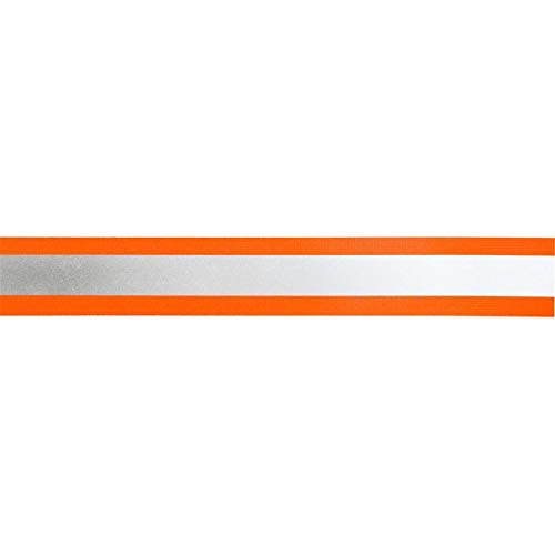 Jajasio Cinta reflectante de 30 mm de ancho para coser en 2 colores naranja y plateado, 05 metros