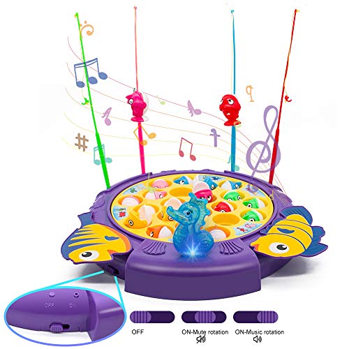 jerryvon Juego de Pesca de Mesa Educativos Juguetes con Sonido y Luz 3 Tipos de Interruptores Rotativos Coloridos Juguetes Eléctricos para Niños Niñas 3 4 5 Años