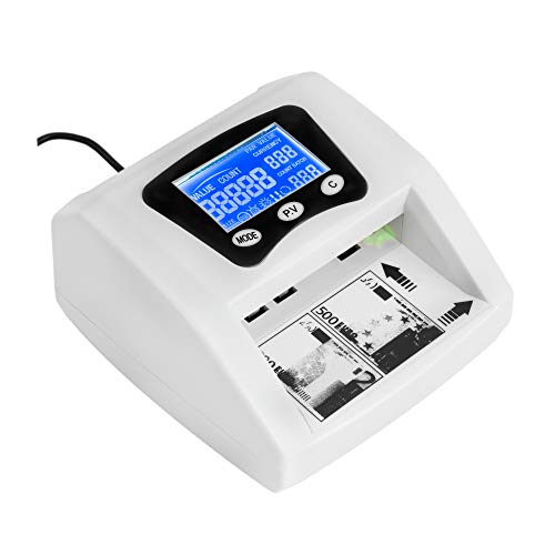 JeVx Maquina Detector y Contador de Billetes Falsos Automatico Comercial de Dinero 5 Sistemas de Deteccion de Seguridad Euros Para Comercio