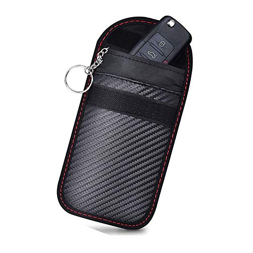 Jsdoin 2 Pack pequeño Faraday bolsa con gancho seguro llavero, bloqueo de señal RFID Faraday bolsa para llaves de coche