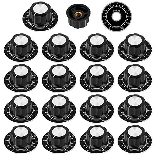 Jubaopen 18Pcs Botón de Potenciómetro Perillas de Control de Potenciómetro Guitarra Eléctrica Perillas de Tono Perilla de Potenciómetro Control de Volumen con 18pcs 0-100 Hoja de Escala WTH118 WX010 Jubaopen 18Pcs Botón de Potenciómetro Perillas de Control de Potenciómetro Guitarra Eléctrica Perillas de Tono Perilla de Potenciómetro Control de Volumen con 18pcs 0-100 Hoja de Escala WTH118 WX010