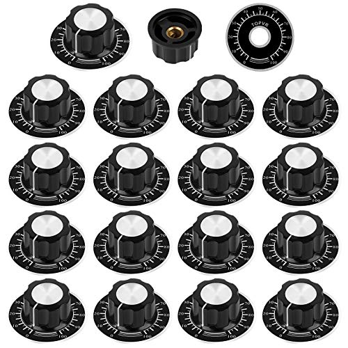 Jubaopen 18Pcs Botón de Potenciómetro Perillas de Control de Potenciómetro Guitarra Eléctrica Perillas de Tono Perilla de Potenciómetro Control de Volumen con 18pcs 0-100 Hoja de Escala WTH118 WX010