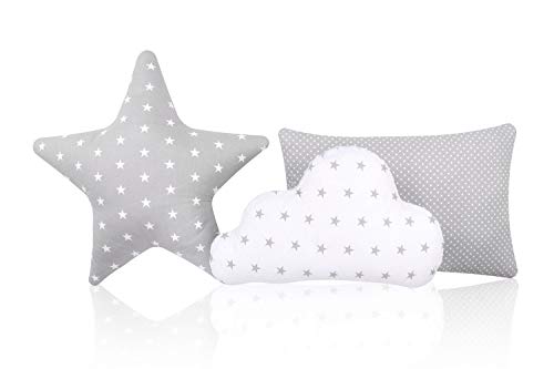 Juego de 3 cojines decorativos Amilian® con forma de estrella y nube