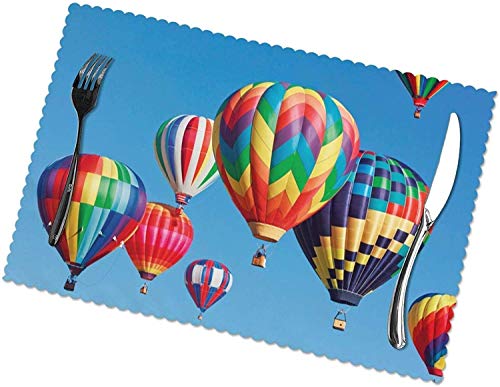 Juego de 6 manteles Individuales con Estampado Landscape Pont Neuf Paris, manteles Individuales de poliéster Resistente a Las Manchas, Globos aerostáticos Juego de 6 manteles Individuales con Estampado Landscape Pont Neuf Paris, manteles Individuales de poliéster Resistente a Las Manchas, Globos aerostáticos