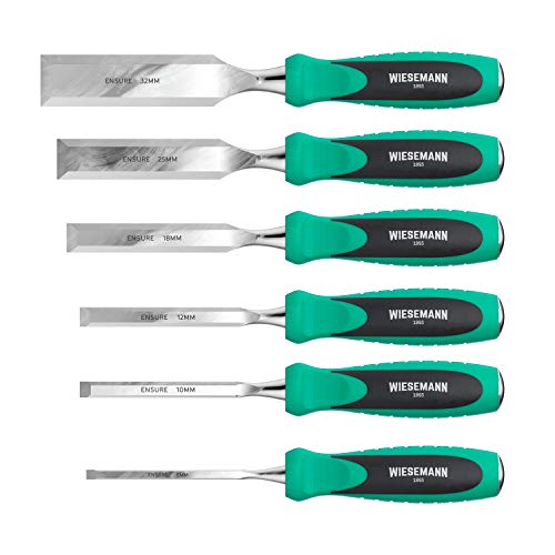 Juego de formones para madera 6pzas de Q30 acero inoxidable 6, 10, 12, 18, 25, 32mm con práctico maletín de WIESEMANN 1893 I ENSURE Serie I 81284 Juego de formones para madera 6pzas de Q30 acero inoxidable 6, 10, 12, 18, 25, 32mm con práctico maletín de WIESEMANN 1893 I ENSURE Serie I 81284