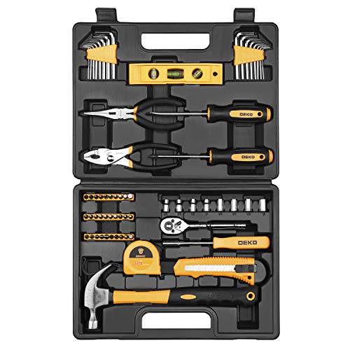 Juego de herramientas de 65 piezas DEKO Kit de herramientas de mano para el hogar en general con caja de almacenamiento de plástico Juego de herramientas de 65 piezas DEKO Kit de herramientas de mano para el hogar en general con caja de almacenamiento de plástico