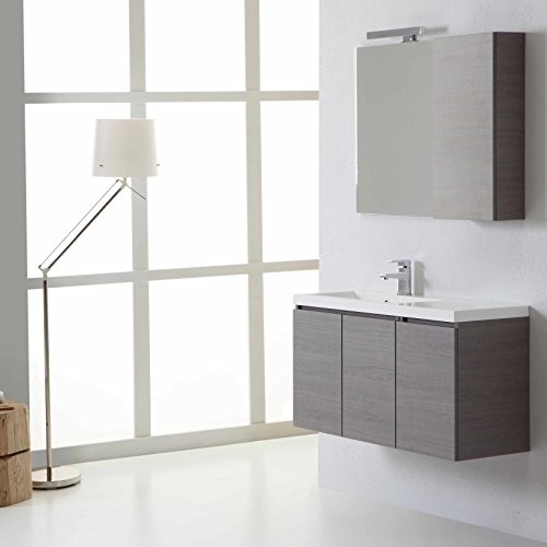 Kiamami Valentina Muebles DE BAÑO DE Manhattan 90 CM Izquierda con Espejo Puertas con GABINETE Kiamami Valentina Muebles DE BAÑO DE Manhattan 90 CM Izquierda con Espejo Puertas con GABINETE