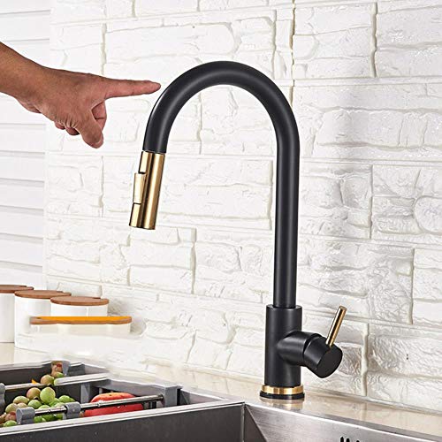 Kitchen Faucet Brushed Gold Poll Out Sensor Faucets Black/Nickel 360 Rotation Crane 2 Outlet Water Mixer Taps Kitchen Faucet Brushed Gold Poll Out Sensor Faucets Black/Nickel 360 Rotation Crane 2 Outlet Water Mixer Taps
