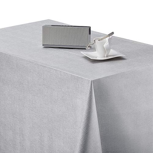 KP HOME Mantel grande de PVC gris plata rectangular 300 x 140 cm – Elegante mantel de vinilo lavable de plástico con textura con diseño liso en relieve KP HOME Mantel grande de PVC gris plata rectangular 300 x 140 cm – Elegante mantel de vinilo lavable de plástico con textura con diseño liso en relieve