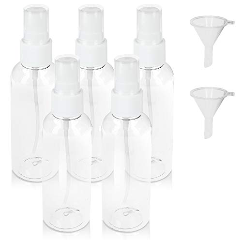 kwmobile Set de 5 Atomizadores de Perfume de 100ML - Botella para Perfume Recargable - Botellas de Viaje con Spray - en Transparente/Blanco
