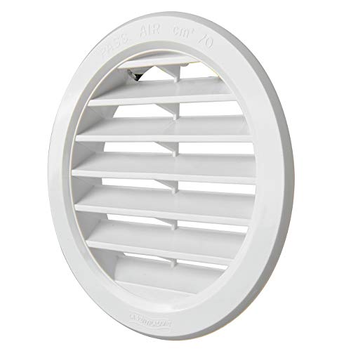 La Ventilazione T10B - Rejilla de ventilación redonda de plástico integrada, color blanco, diámetro 120 mm