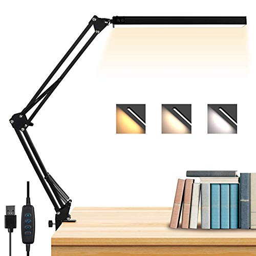 Lámpara de Escritorio USB Puerto 3 Modos de Color, Lámparas LED de Escritorio Plegable Iluminación Luz Lámpara de Mesa Oficina para Estudio Lectura