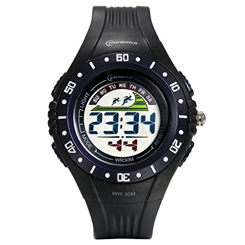 Lancardo Reloj Deportivo Resistente al Agua de 30m Pulsera Digital con Luces Multifunciones de Fecha Alarma Cronómetro para Deportes Exteriores para Hombre (Azul)