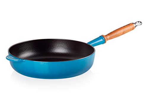 Le Creuset Sartén alta de hierro fundido, Redonda, diametro 28 cm, Apto para todas las fuentes de calor, incluso inducción, Azul Marseille