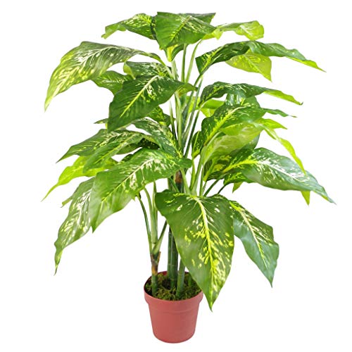 Leaf - Planta Artificial (100 cm), diseño de Zorro, Color Verde y Negro Leaf - Planta Artificial (100 cm), diseño de Zorro, Color Verde y Negro