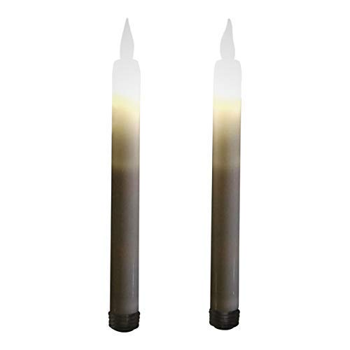 LED de luz blanca cálida velas alargadas parpadeo llama de altura crema Iglesia iluminación 23 cm pack de 2 por pk verde