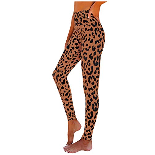 Lenfeshing Pantalón Deportivo de Mujer Leopardo Sexy Cintura Alta Leggings Mallas para Running Training Fitness Estiramiento Yoga y Pilates