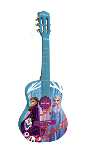 Lexibook-Disney Clásica De 6 Cuerdas, 78 cm Largo, Material K2000FZ LexibookDisney Frozen Elsa Guitarra Acústica de madera, Guía de aprendizaje incluida, Azul/púrpura
